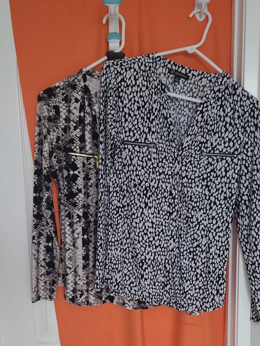 2/$15 INC Blouses International Concepts Women's Animal Print Zip-Pocket